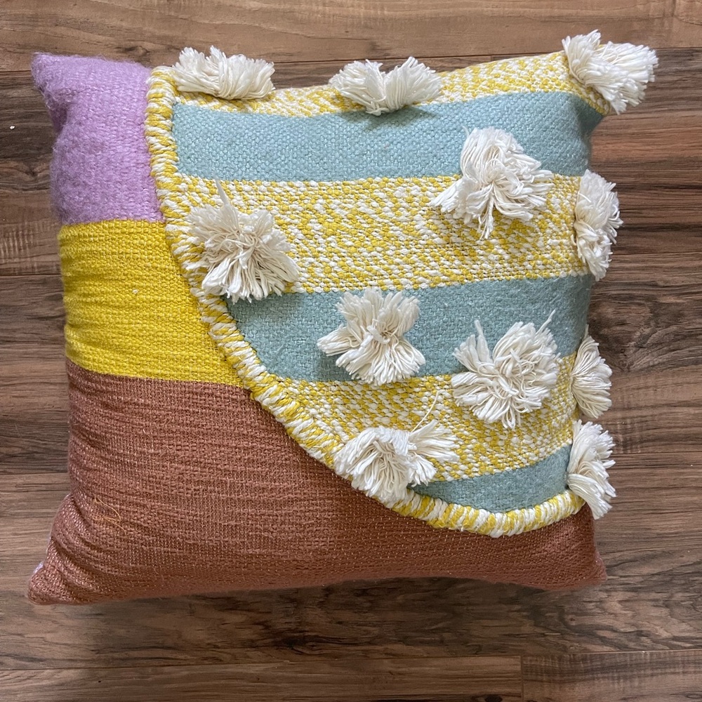 Anthropologie Colorful Decorative Pillow with Tassels